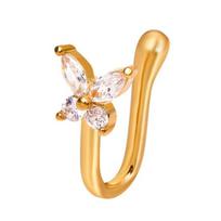 Nose Ring Butterfly Rhinestones Jewelry Simple Electroplating Nose Cuff Septum Nose Jewelry auksinė