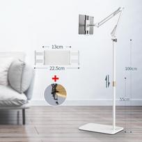 Aliuminio keičiamo dydžio lanksčios rankos grindų planšetinio kompiuterio telefono stovo laikiklio atrama, skirta Xiaomi iPad Pro12.9 gulto lovos tvirtinimo laikikliui white