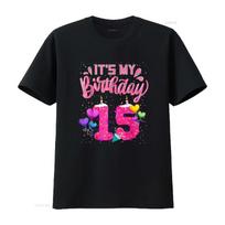 It s My 15th Birthday Doughnut Happy 15 Years Old Girl Kids T Shirt vintage Washed designer clothes Soft Breathable graphic S juoda