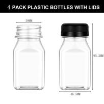 Gėrimų talpyklės 4 vnt. Sulčių buteliukai 120 ml Tušti Skaidrūs Kavos Pieno arbatos Kvadratinis Plastikinis Buteliukas Su Dangteliu juoda