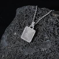 Iced Out Square Dog Tag Pendant Necklace For Men/Women Gold Plated Stainless Steel Hip Hop Jewelry sidabras