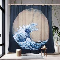 Majestic Whale Breakthrough Shower Curtain-Ocean Art With Mountains Background, Unique Bathroom Decorative Shower Curtain W60H190(CM)-1 Pcs gray