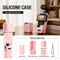 soonpho  Silicone Case For DJI Osmo Pocket 4 Camera Lens Screen Dustproof Protector Cover For POCKET4 Anti-scratch Soft Shell Accessories rožinė