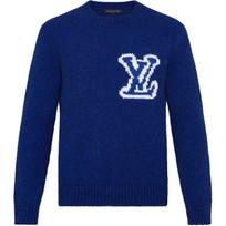 Louis Vuitton 2010-ųjų LV-Intarsia apvalios apykaklės megztinis 1A7XOI S mėlyna