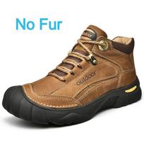 Luxury Brand Men Winter Outdoor Thick Bottom Sneaker Plush Warm Genuine Leather Walking Shoe Comfort Non-Slip Casual Hiking Shoe 38