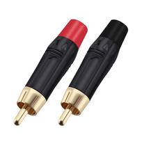 2/4/8/10pcs RCA Male Banana Connector Plug Gold Plated RCA Audio Speaker Plug Soldering Jack Red+Black