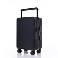 20-Inch Aluminum Frame Carry-on Luggage for Men & Women - Lockable Travel Case with Leather Finish blue