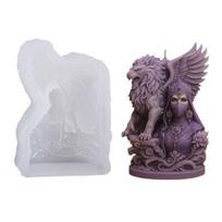 Mystical Lioness Wing Masked Lady Silicone Candle Soap Mould For Handcrafted Decoration 1