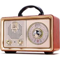 AM/FM/SW Retro Radio with Bluetooth, 3 Power Supply Options, Wood Effect Housing, 5W Speaker with Improved Bass, Supports USB/TF/AUX