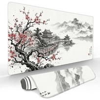 Ink Wash Art Aesthetic Landscape Mouse Pad Large Computer Office Game Table Mats Rubber Antislip XXL mouse mat Long Desk Pads 800x300x2mm gray