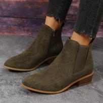 Moteriški natūralios zomšos elastingi žemakulniai batai Rudens ir žiemos ankle boots kvadratiniu pirštu atviru kulnu atvirais pirštais atsitiktiniai trumpi batai Dydis 36-43 36 žalia