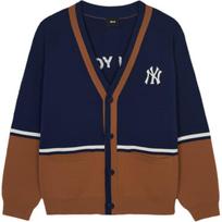 MLB New York Yankees Single Button Comfortable Long Sleeve Knit Sweater Unisex sweater Light-Navy 3AKCV0144-50NYL S