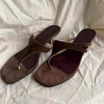 Fashion High Quality Faux Suede Brand Slippers Women Fashion Square Toe Clip Toe High Heel Flip Flops Summer Comfortable Beach Sandals 35 ruda