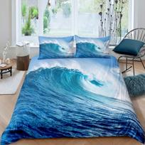 Sea Wave Texture Duvet Cover Twin Queen 2/3pcs Blue Ocean Spray Waves Bedding Set Azure Seawater Comforter Cover For Boys Girls EU Single(135x200cm)
