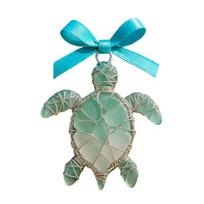 Handmade Sea Glass Ocean Ornaments 2D Acrylic Coastal Hanging Ornaments Sea Turtle Octopus Seahorse Fish Gifts for Christmas Tree Home I