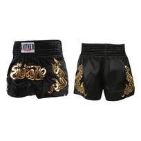 Suaugusiųjų ir vaikų Muay Thai treniruočių bokso šortai Oda dengti siuvinėti šortai L juoda