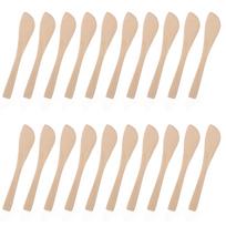 20 Pcs Natural Wood Dumpling Filling Spoons Pressing Pie Empanada Ravioli Butter Cream Cheese Guacamole Cake Jam Spreader 16.50X2.70X0.30CM beige