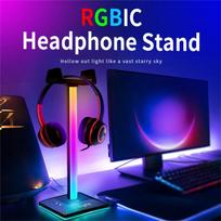 Rgb žaidimų ausinių stovas 3,5 mm garso jutiklinis valdymas permatomas LED šviesos kompiuterio stalinis ekranas RGB