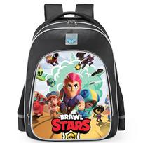 Brawl Stars Spalvotas Šunio Vaiduoklio Atspaudas Juodas Fonas Sci-Fi Stilius Dvipusė Atšvaitinė Juosta Didelės Talpos Kuprinė reflective black - small