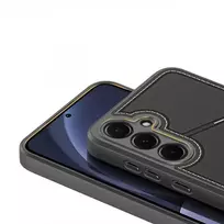 Dėklas telefonui Samsung Galaxy S25+ su stovu ir pinigine (m) - juodas