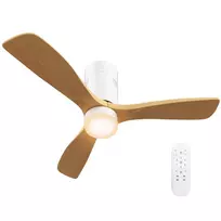 HOMCOM Lubų ventiliatorius su apšvietimu ir nuotoliniu valdymu 117 cm LED lempa su ventiliatoriumi, 3 sparnais, grįžtamuoju nuolatinės srovės varikliu, 3 šviesos spalvomis, 6 greičiais, laikmačiu miegamajam