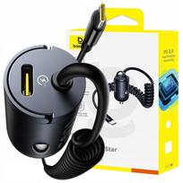 Automobilinis įkroviklis Baseus Tiny Star, 2 x USB Type C, juoda sp., 30 W