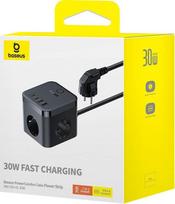 Telefono įkroviklis Baseus PowerCombo Cube E00066400117-00), 2 x USB Type C /3 x AC/2 x USB Type A, juoda sp., 30 W