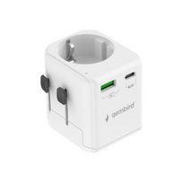 Gembird Grounded universal travel power adapter, 20 W | TPA-EU1A1C20-01-W