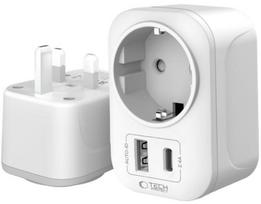 Tech-Protect travel adapter TA100 UK-EU, white | 5906302368525