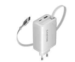 CANYON charger OnCharge 65RC Build-In Cable USB-C 65W 1xPD 1xQC EU White | CNS-CURC65ACW