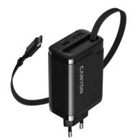 CANYON charger OnCharge 65RC Build-In Cable USB-C 65W 1xPD 1xQC EU Black | CNS-CURC65ACB