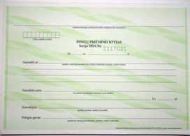 Pinigų priėmimo kvitas, su Nr., A5, 2x50  0720-036 | 75