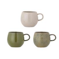 Bloomingville Green Stoneware Addison 3 puodelių rinkinys, 500 ml