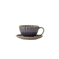 Bloomingville Purple Stoneware Latina puodelis su lėkštute, 220 ml