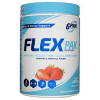 „6PAK Flex Pak“, hidrolizuotas kolagenas + MSM + gliukozaminas, braškių skonio – 400 g