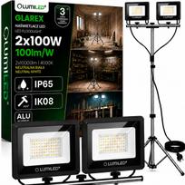 Statybinė lempa, LED prožektorius ant stovo 2x 100W statybinis darbo halogenas garažui