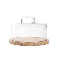Homla apvali lėkštė su stikliniu gaubtu Wood Colony, 25x16 cm