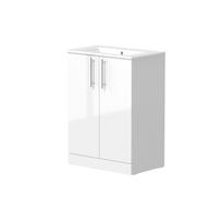Vonios spintelė RB BATHROOM TETRA, su praustuvu, baltos sp., 60 x 85 x 22 cm