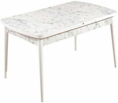 Valgomojo stalas išskleidžiamas Kalune Design Carrara, balta sp./pilka sp., 132 - 170 cm x 76.5 cm x 79 cm
