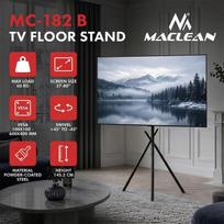 Maclean televizoriaus grindų stovas MC-182 B, 37–80", VESA 100x100–600x400 mm, 60 kg, 45°, juodas
