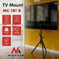 Maclean televizoriaus grindų stovas MC-181 B, 27–55", VESA 100x100–200x200 mm, 60 kg, 45°, juodas