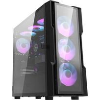 Darkflash DK431 Glass kompiuterio korpusas, 4 ventiliatoriai, permatomas/juodas, midi tower, 2xUSB 3.0, 2xUSB 2.0, RGB