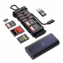 Freewell FW-CR02-PRO kortų skaitytuvas, CF A/B, SD, TF, 2xNano SIM, 10Gbps, USB-C, aliuminio lydinys