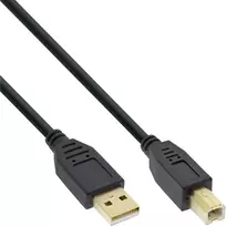 InLine USB 2.0 laidas Type A kištukas / Type B lizdas juodas, auksuoti kontaktai, 0,5 m