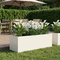 Sodo vazonas Balta 100 x 30 x 30 cm Šaltai valcuotas plienas