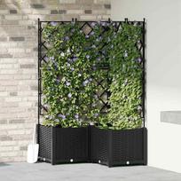 Sodo vazonas 3 pcs Juoda 80 x 80 x 143 cm Plienas