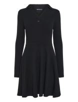 Tommy Jeans - Tjw Rib Fit & Flare Polo Dress - Marškininė suknelė - Juoda