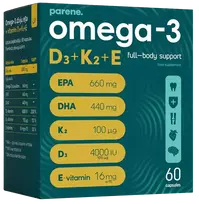 PARENE Omega-3 D3+K2+E kapsulės, 60 vnt.