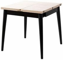 Valgomojo stalas išskleidžiamas Kalune Design Totem 3044, juoda sp./travertine sp., 80 - 160 cm x 80 cm x 75 cm