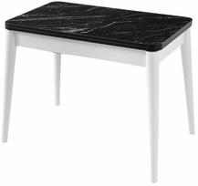 Valgomojo stalas išskleidžiamas Kalune Design Dolunay 1283, balta sp./juoda sp./marmuro sp., 60 - 100 cm x 120 cm x 75 cm